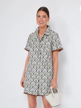 Tuckernuck Porcelain Bouquet Marley Trellis Short Sleeve Dress  XL
